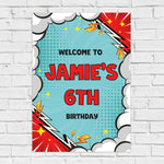 Superhero Birthday Sign - Pop Art Comic Personalised Foamex Board