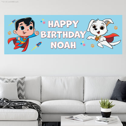 Superman Birthday - Superman And Krypto Personalised Name Banner Wall Sticker