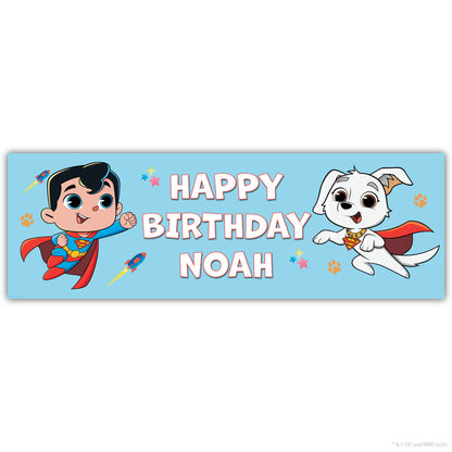 Superman Birthday - Superman And Krypto Personalised Name Banner Wall Sticker