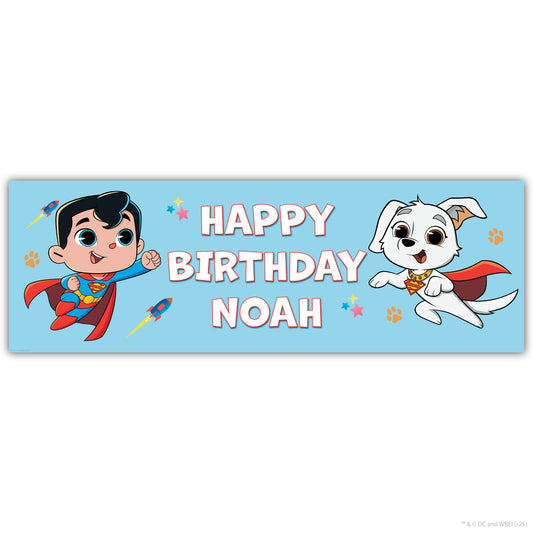 Superman Birthday - Superman And Krypto Personalised Name Banner Wall Sticker