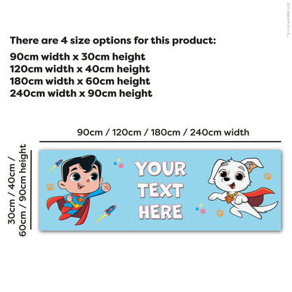Superman Birthday - Superman And Krypto Personalised Name Banner Wall Sticker