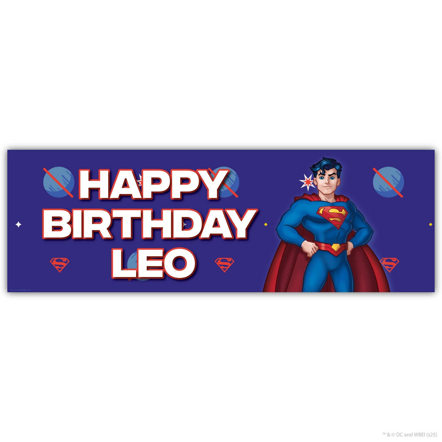 Superman Birthday - Superman Pattern Personalised Name Banner Wall Sticker