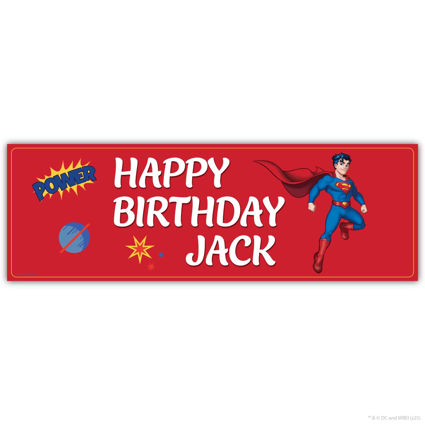 Superman Birthday - Superman Red Personalised Name Banner Wall Sticker