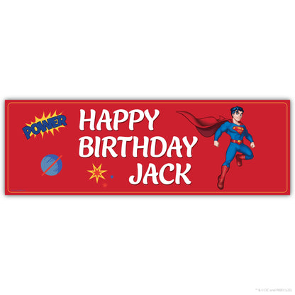 Superman Birthday - Superman Red Personalised Name Banner Wall Sticker
