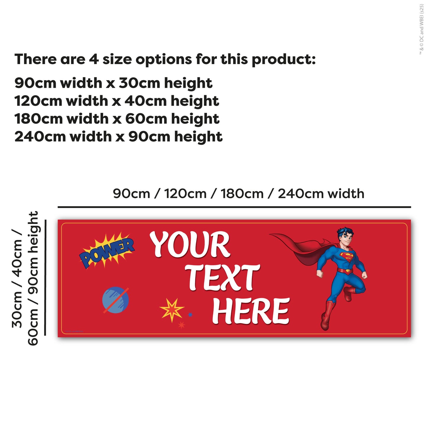 Superman Birthday - Superman Red Personalised Name Banner Wall Sticker