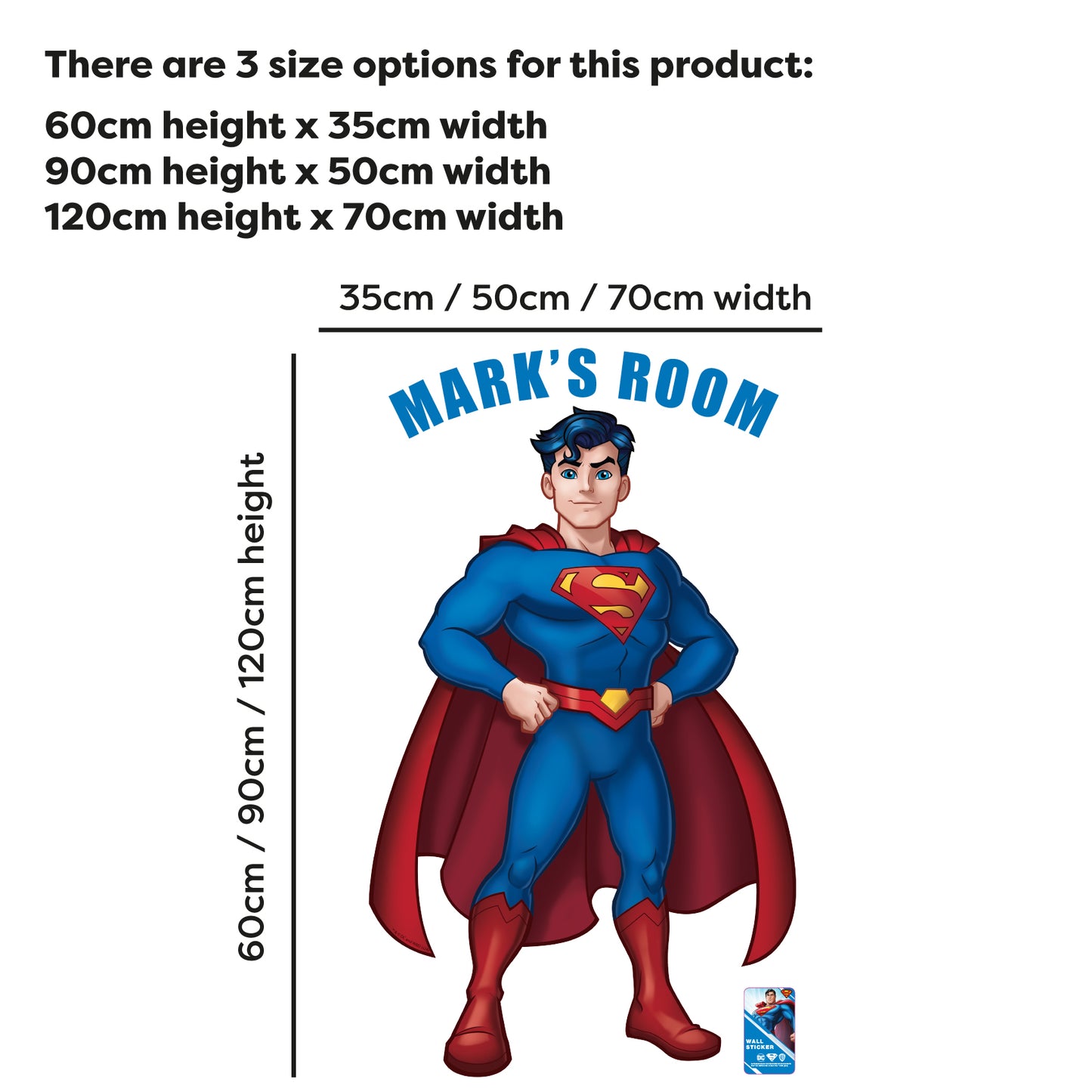 Superman Wall Sticker - Stood Up Personalised Wall Decal DC Superhero Art