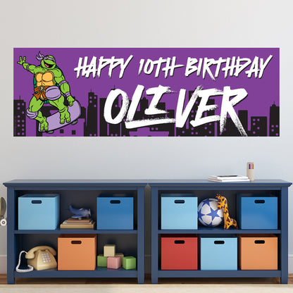 Teenage Mutant Ninja Turtles Birthday - Donnie Personalised Banner Wall Sticker
