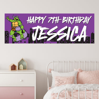 Teenage Mutant Ninja Turtles Birthday - Donnie Personalised Banner Wall Sticker