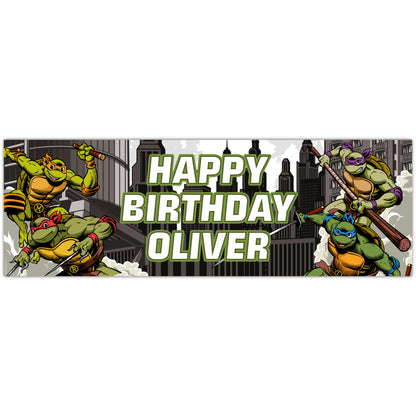 Teenage Mutant Ninja Turtles Birthday - Group City Personalised Banner Wall Sticker