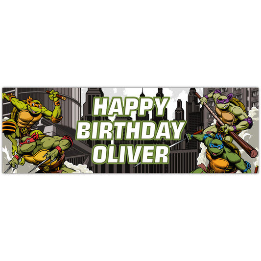 Teenage Mutant Ninja Turtles Birthday - Group City Personalised Banner Wall Sticker