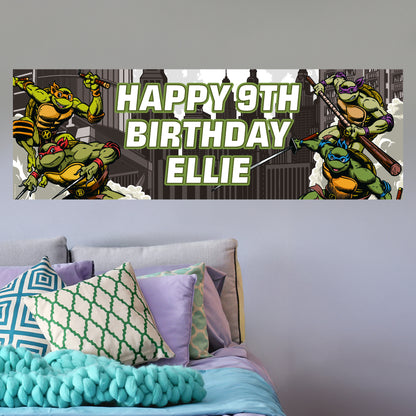 Teenage Mutant Ninja Turtles Birthday - Group City Personalised Banner Wall Sticker