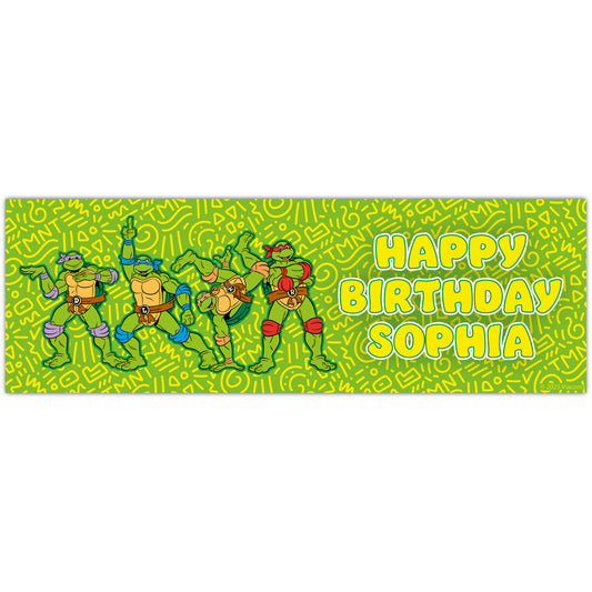 Teenage Mutant Ninja Turtles Birthday - Group Dancing Personalised Banner Wall Sticker