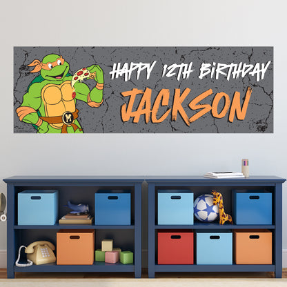Teenage Mutant Ninja Turtles Birthday - Mikey Personalised Banner Wall Sticker