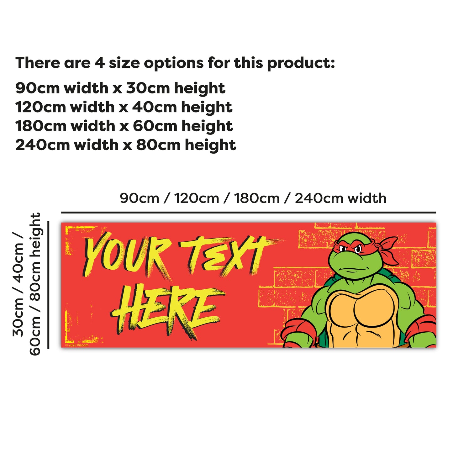 Teenage Mutant Ninja Turtles Birthday - Raph Personalised Banner Wall Sticker