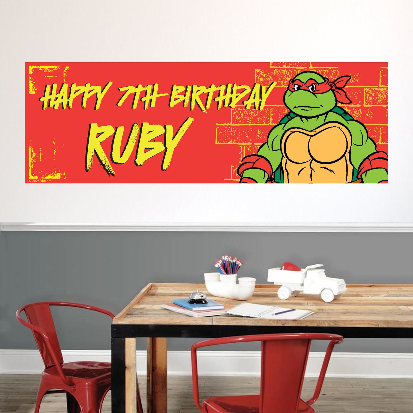 Teenage Mutant Ninja Turtles Birthday - Raph Personalised Banner Wall Sticker