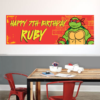 Teenage Mutant Ninja Turtles Birthday - Raph Personalised Banner Wall Sticker