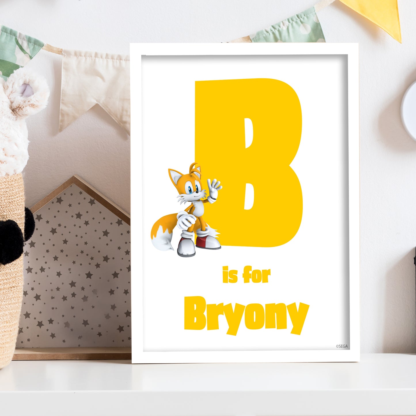 Sonic The Hedgehog Print - Tails Letter And Name Personalised Poster Wall Art