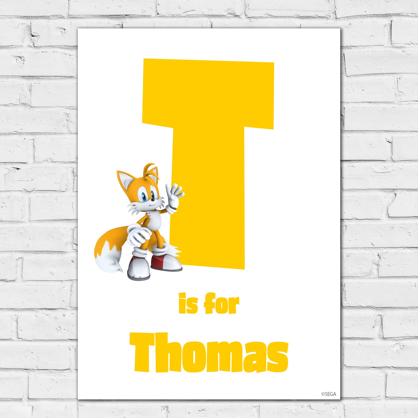 Sonic The Hedgehog Print - Tails Letter And Name Personalised Poster Wall Art