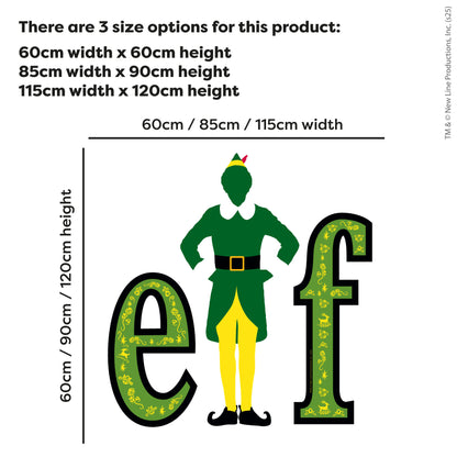 Elf Wall Sticker  –  Buddy The Elf With Text Christmas Wall Art