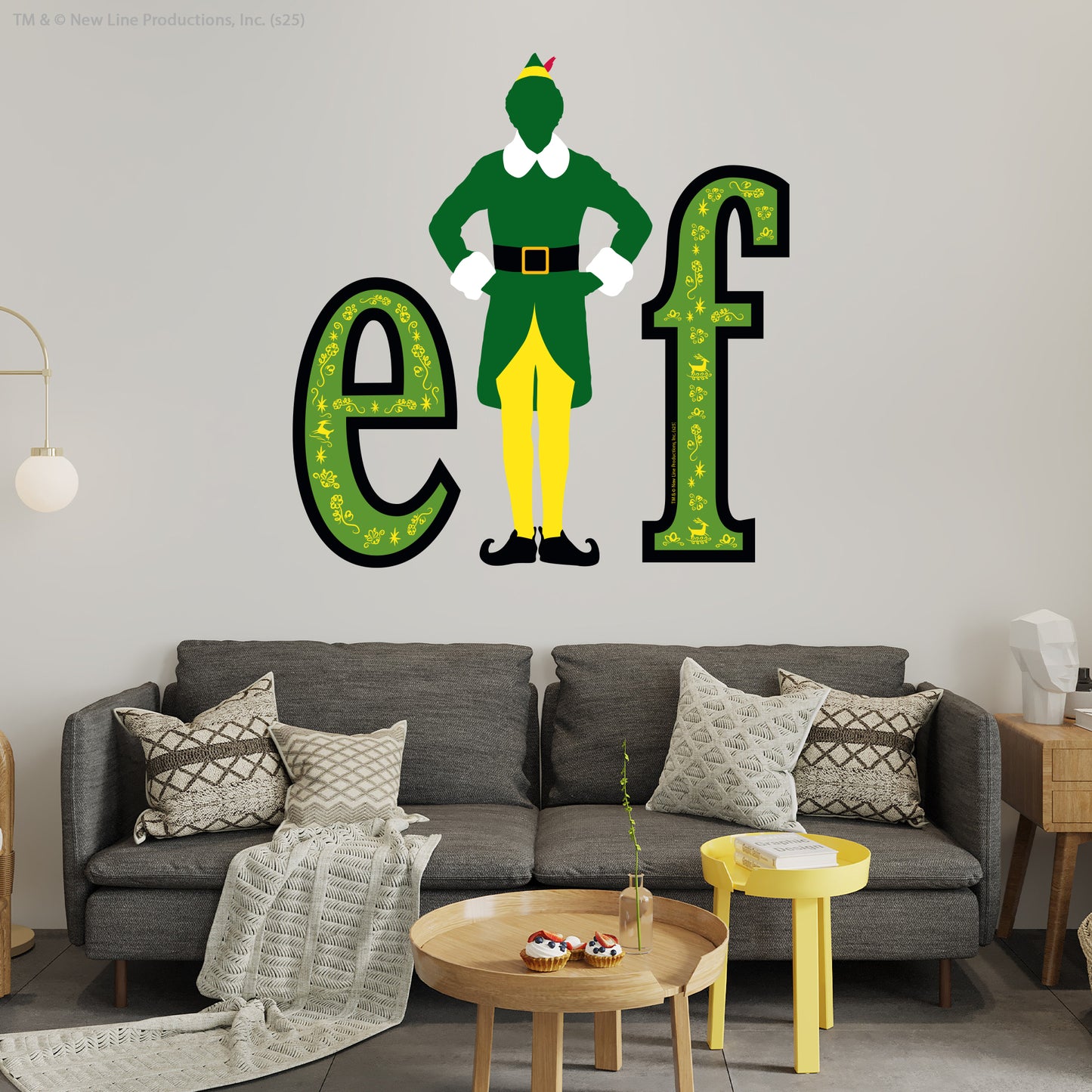 Elf Wall Sticker  –  Buddy The Elf With Text Christmas Wall Art