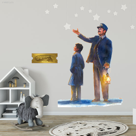 The Polar Express Wall Sticker -  The Conductor And Hero Boy Decal Christmas Wall Art