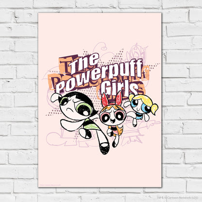 Powerpuff Girls Print  –  The Powerpuff Girls Pink Sketch Poster Superhero Wall Art