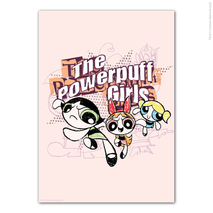 Powerpuff Girls Print  –  The Powerpuff Girls Pink Sketch Poster Superhero Wall Art