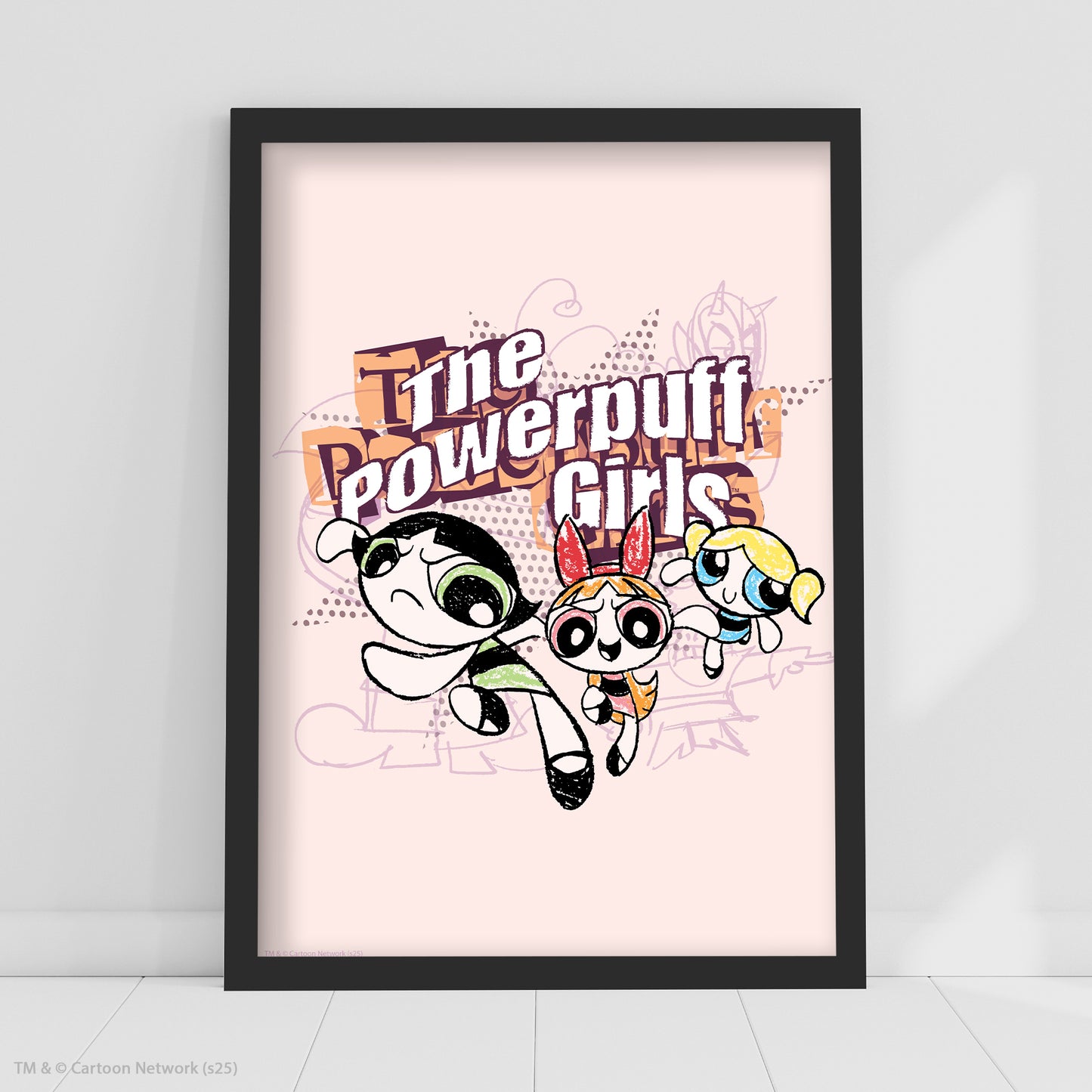 Powerpuff Girls Print  –  The Powerpuff Girls Pink Sketch Poster Superhero Wall Art