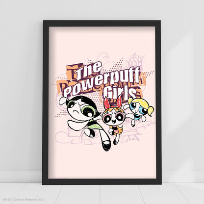 Powerpuff Girls Print  –  The Powerpuff Girls Pink Sketch Poster Superhero Wall Art
