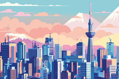 Tokyo Skyline Full Wall Mural