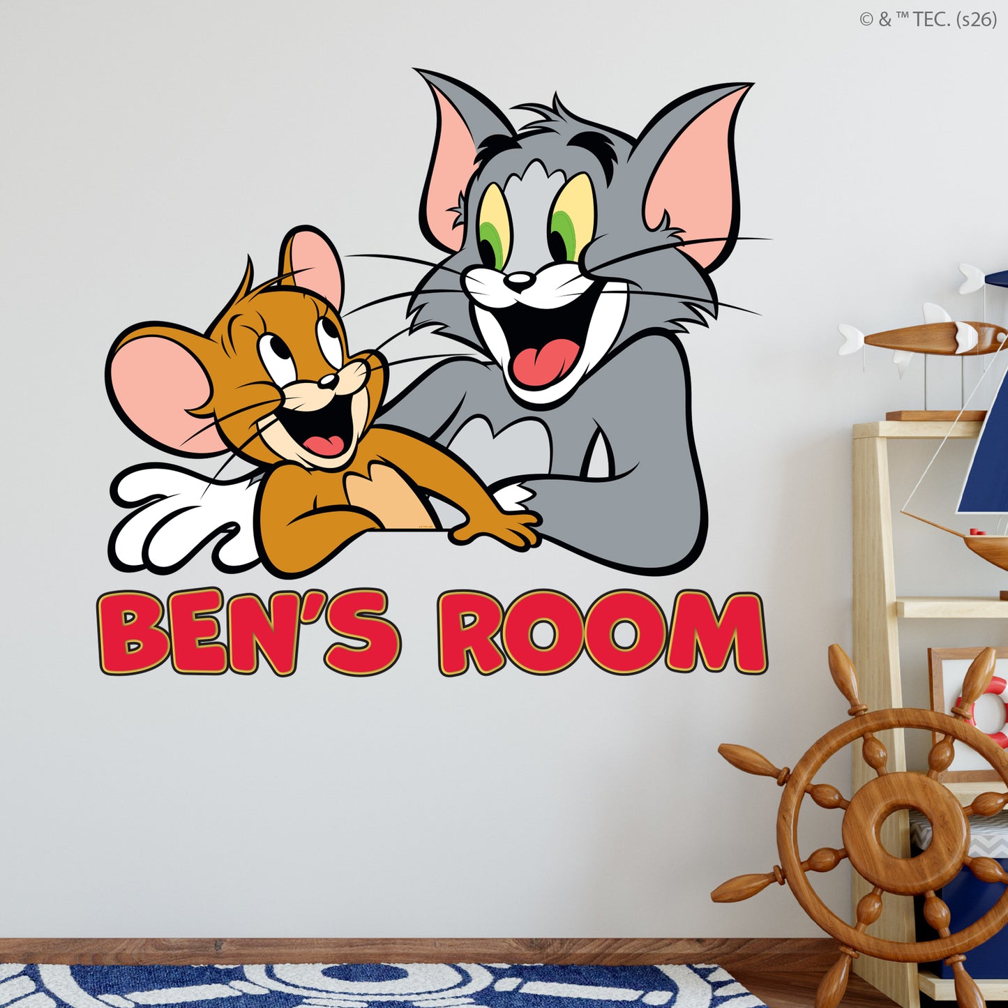 Tom And Jerry™ Wall Sticker - Jerry Looking At Tom Personalised Decal Wall Art
