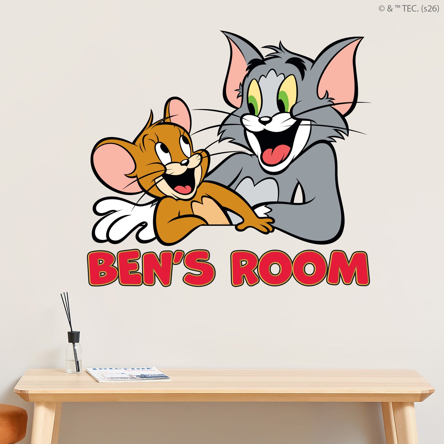 Tom And Jerry™ Wall Sticker - Jerry Looking At Tom Personalised Decal Wall Art