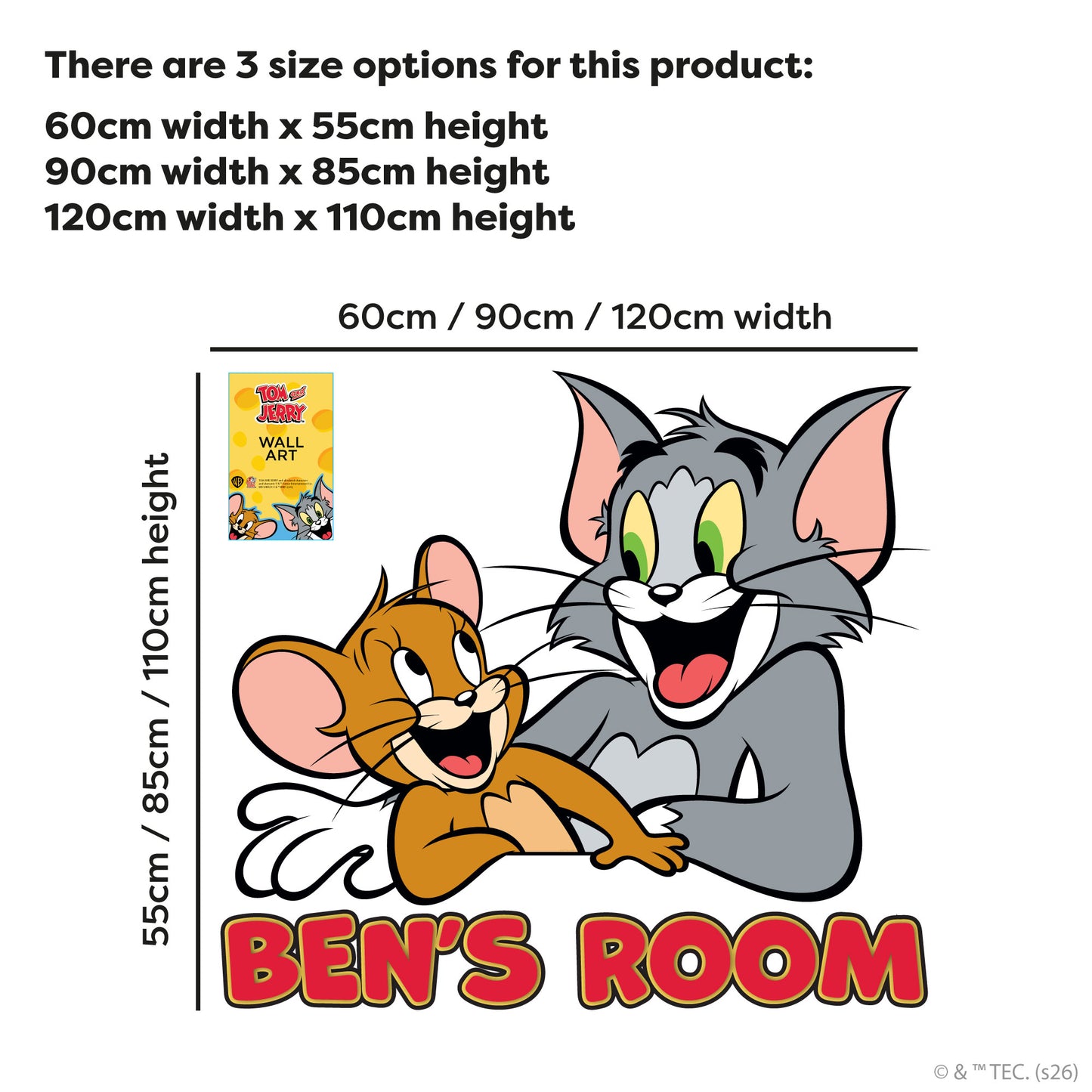 Tom And Jerry™ Wall Sticker - Jerry Looking At Tom Personalised Decal Wall Art