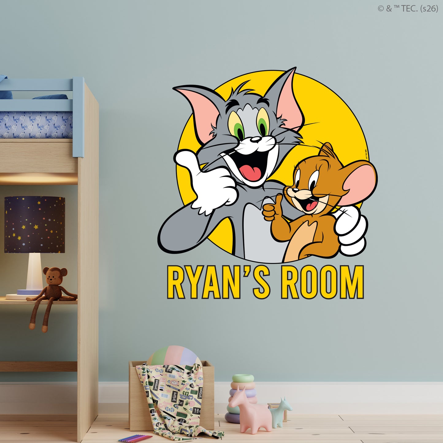 Tom And Jerry™ Wall Sticker  - Yellow Personalised Decal Wall Art