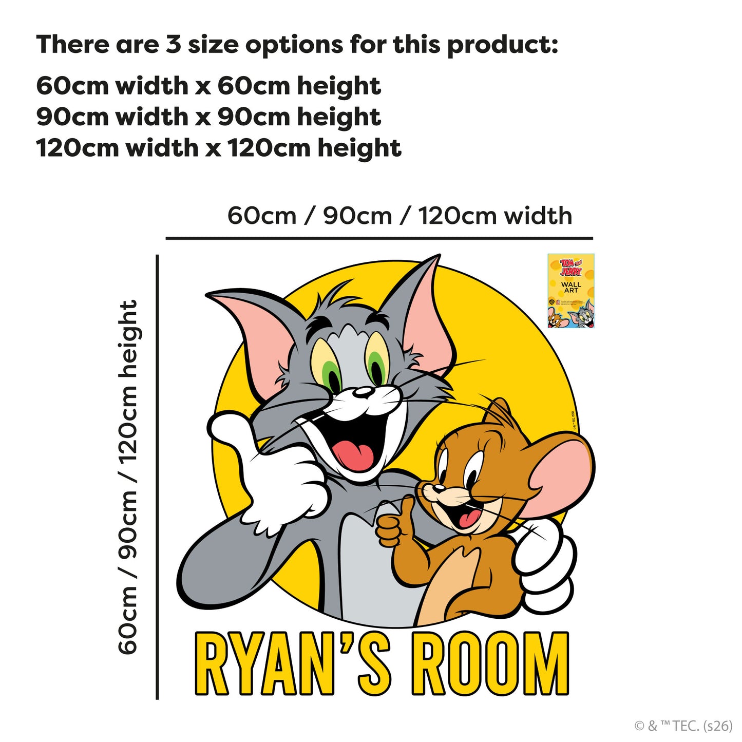 Tom And Jerry™ Wall Sticker  - Yellow Personalised Decal Wall Art