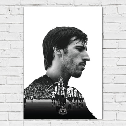 Newcastle United Sandro Tonali Black and White Portrait Print
