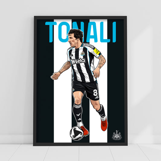 Newcastle United FC Print - Tonali Illustration Poster Football Wall Art