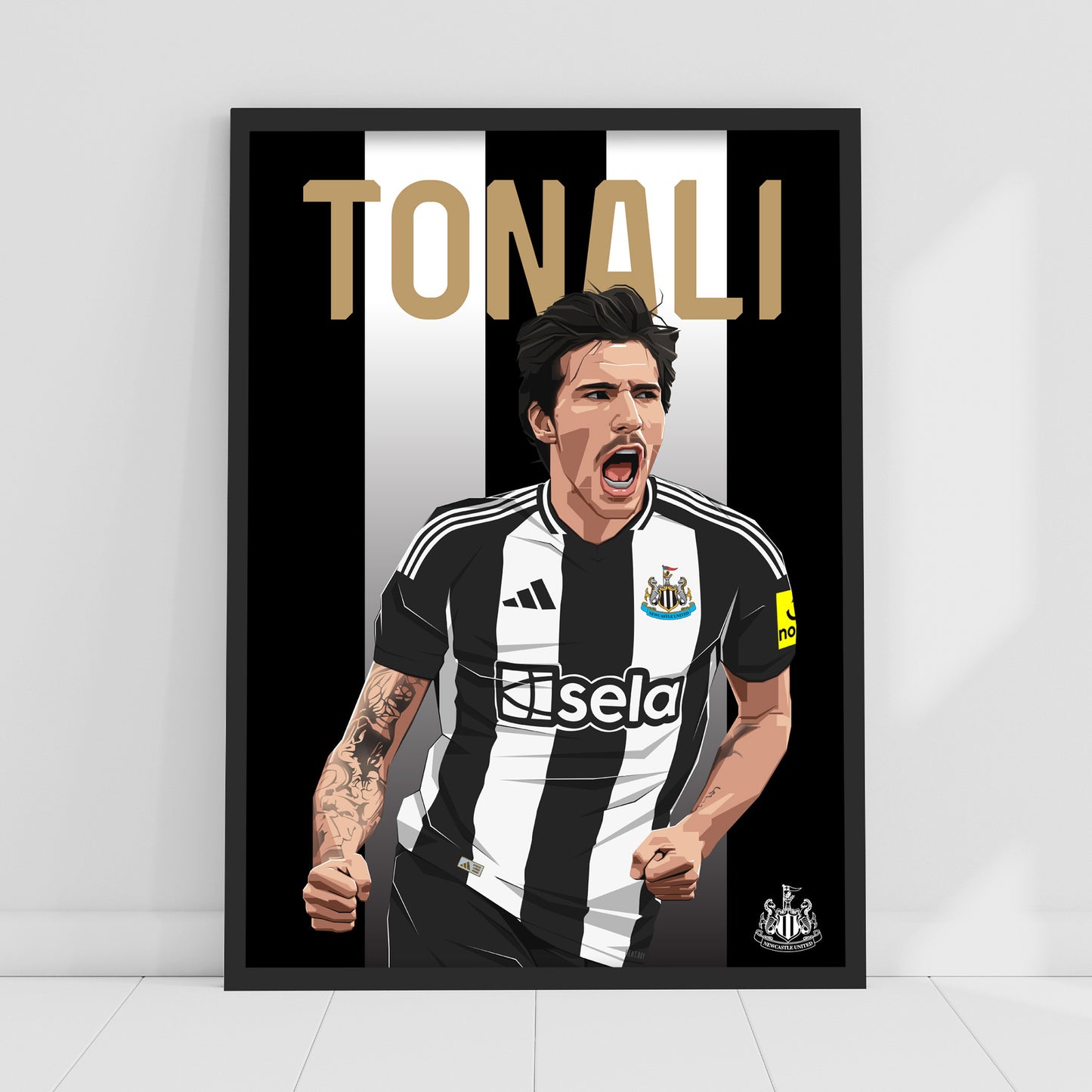 Newcastle United FC Print - Tonali Illustration Poster Football Wall Art
