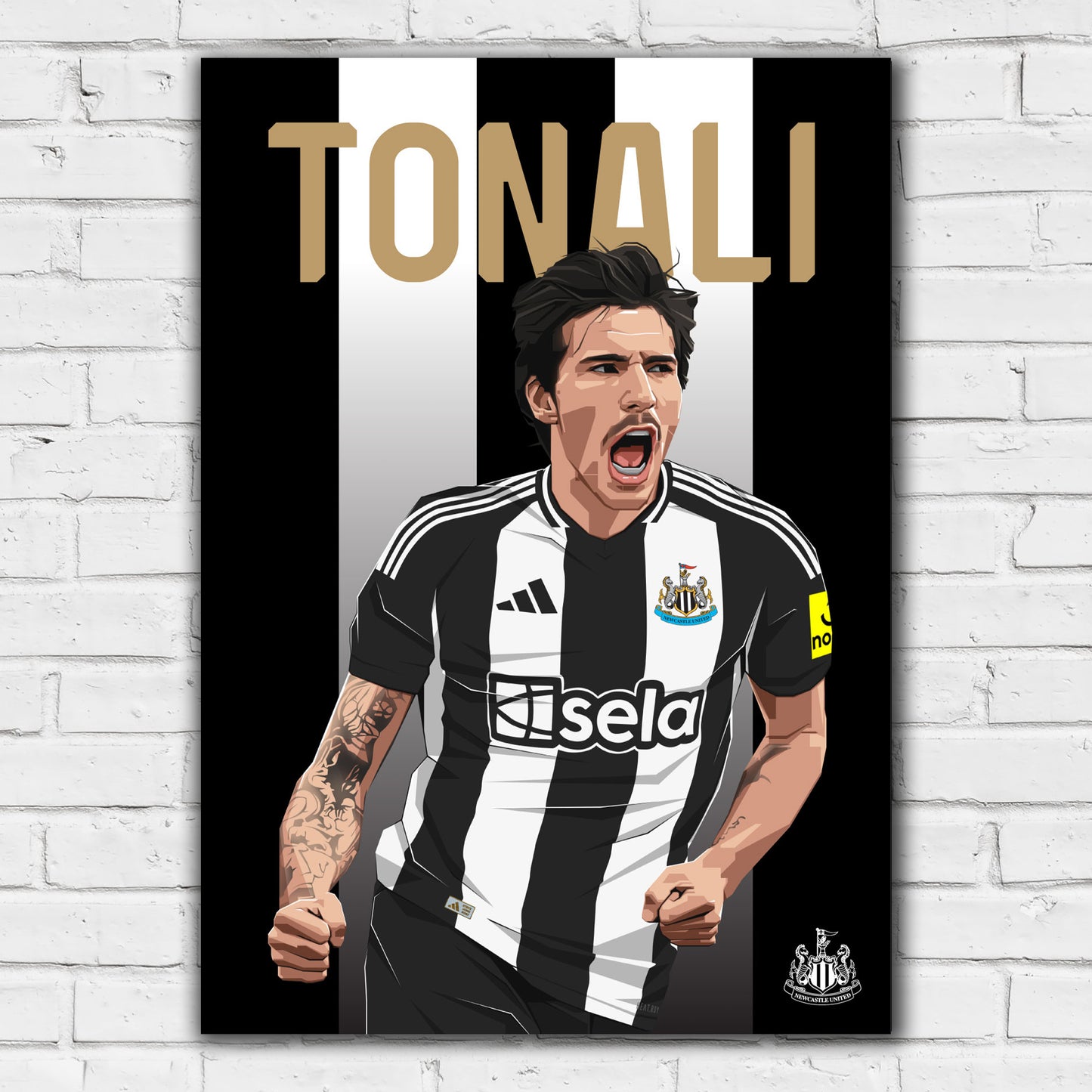 Newcastle United FC Print - Tonali Illustration Poster Football Wall Art