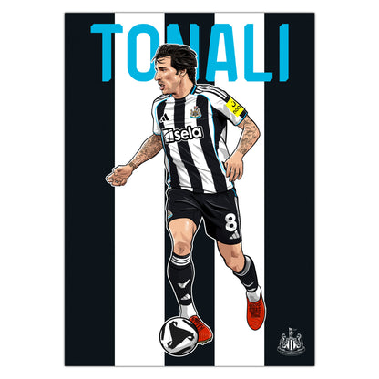 Newcastle United FC Print - Tonali Illustration Poster Football Wall Art