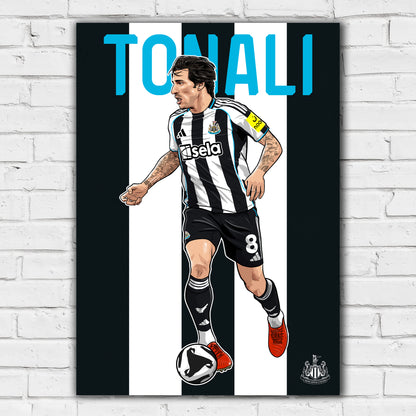 Newcastle United FC Print - Tonali Illustration Poster Football Wall Art