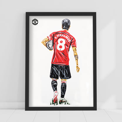 Manchester United FC Print - Bruno Fernandes Tony Denton Painted Poster