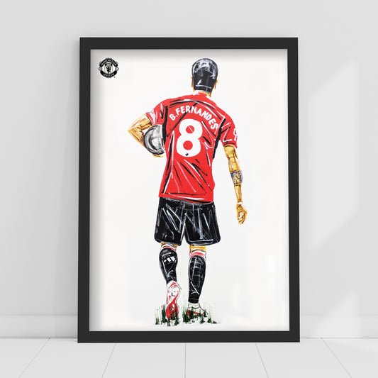 Manchester United FC Print - Bruno Fernandes Tony Denton Painted Poster