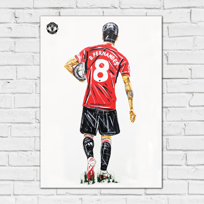 Manchester United FC Print - Bruno Fernandes Tony Denton Painted Poster