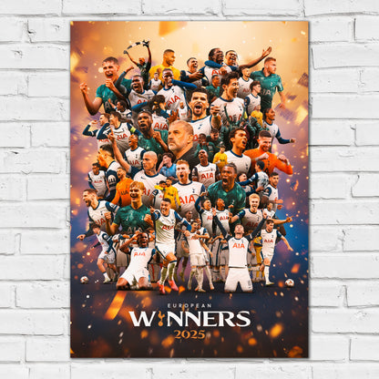 Tottenham Hotspur Print - European Winners 2025 Collage Poster