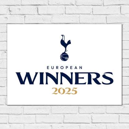 Tottenham Hotspur Print - European Winners 2025 White Poster