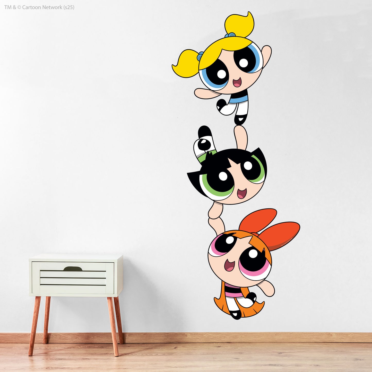 Powerpuff Girls Wall Sticker  –  Trio Balancing Superhero Wall Art