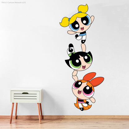 Powerpuff Girls Wall Sticker  –  Trio Balancing Superhero Wall Art