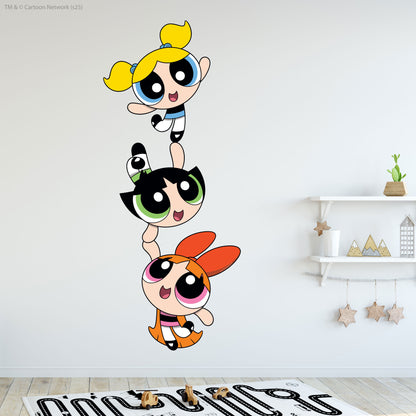 Powerpuff Girls Wall Sticker  –  Trio Balancing Superhero Wall Art