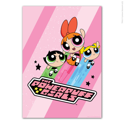 Powerpuff Girls Print  –  Trio Jumping Poster Superhero Wall Art